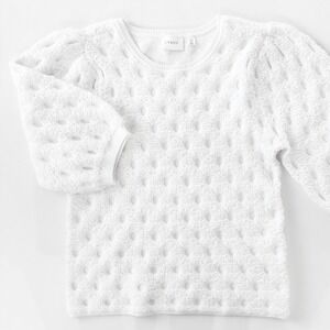 Cyrus White Bubble Popcorn Knit Texture Puff Sleeve Sweater XS EUC